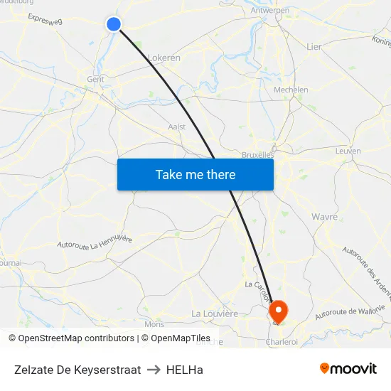 Zelzate De Keyserstraat to HELHa map