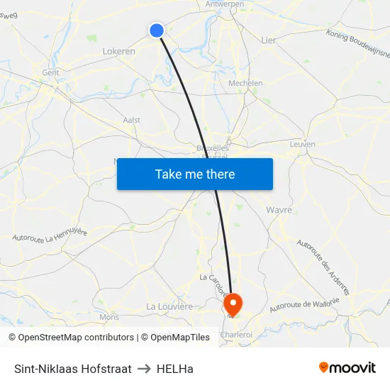 Sint-Niklaas Hof Street to HELHa map