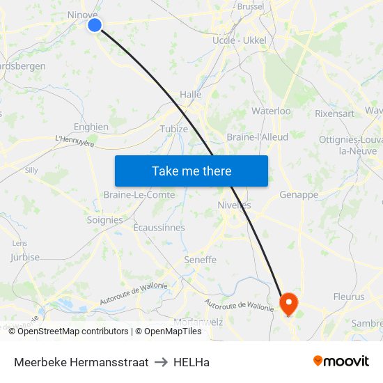 Meerbeke Hermansstraat to HELHa map