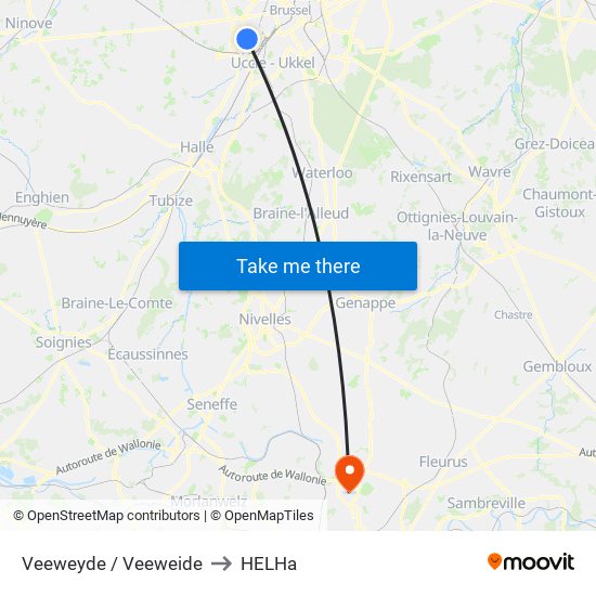 Veeweyde / Veeweide to HELHa map