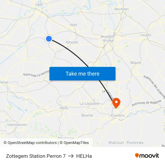 Zottegem Station Perron 7 to HELHa map