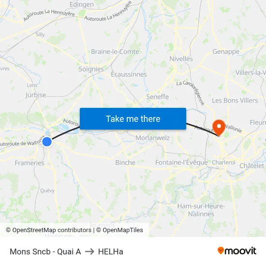 Mons Sncb - Quai A to HELHa map
