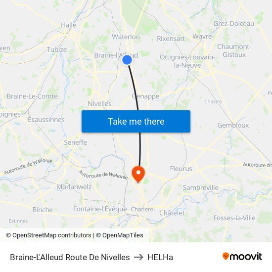 Braine-L'Alleud Route De Nivelles to HELHa map