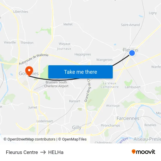 Fleurus Centre to HELHa map