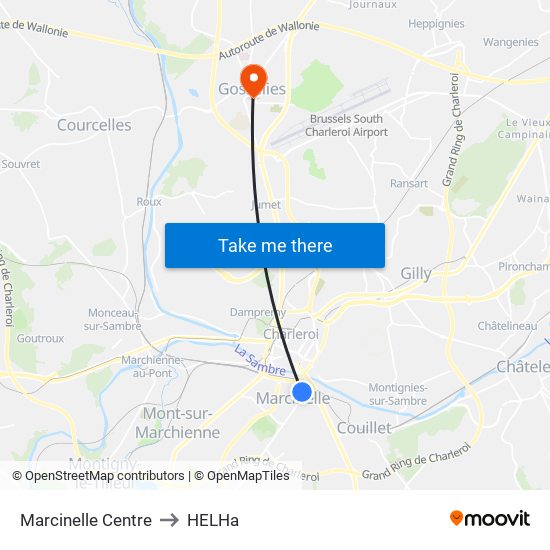 Marcinelle Centre to HELHa map