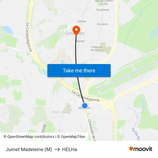 Jumet Madeleine (M) to HELHa map