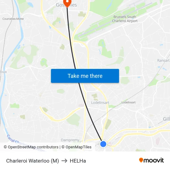Charleroi Waterloo (M) to HELHa map