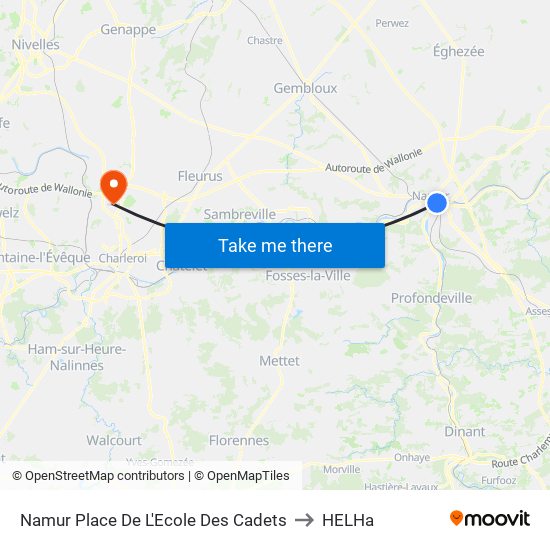 Namur Place De L'Ecole Des Cadets to HELHa map