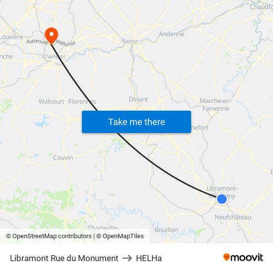 Libramont Rue du Monument to HELHa map