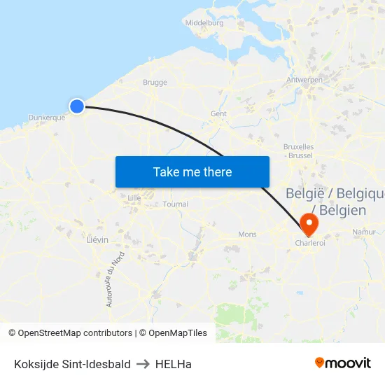 Koksijde Sint-Idesbald to HELHa map