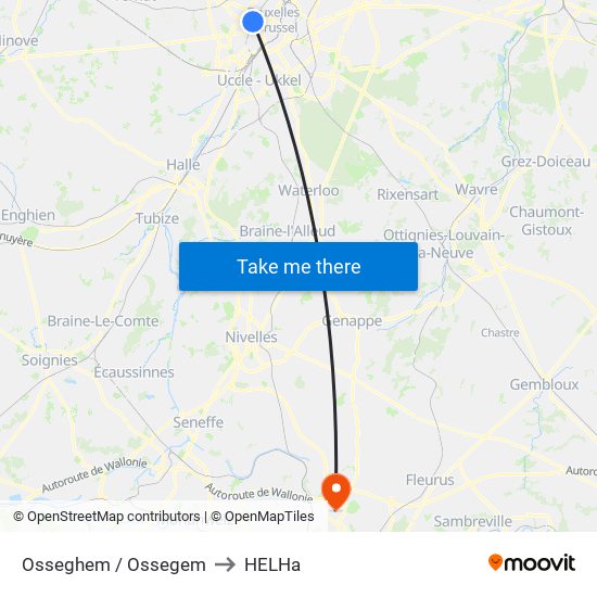 Osseghem / Ossegem to HELHa map