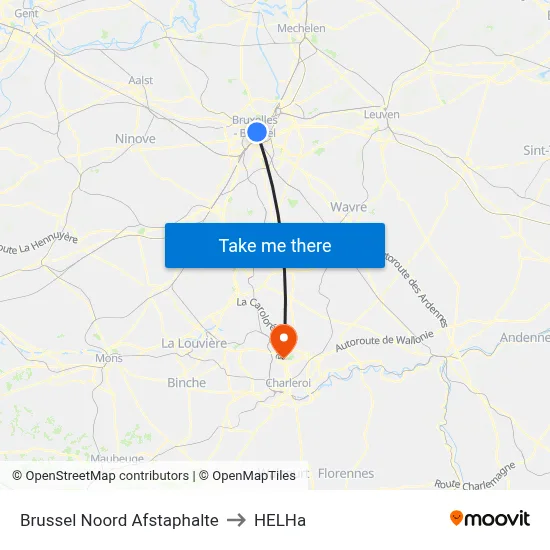 Brussel Noord Afstaphalte to HELHa map