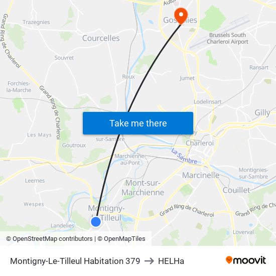 Montigny-Le-Tilleul Habitation 379 to HELHa map