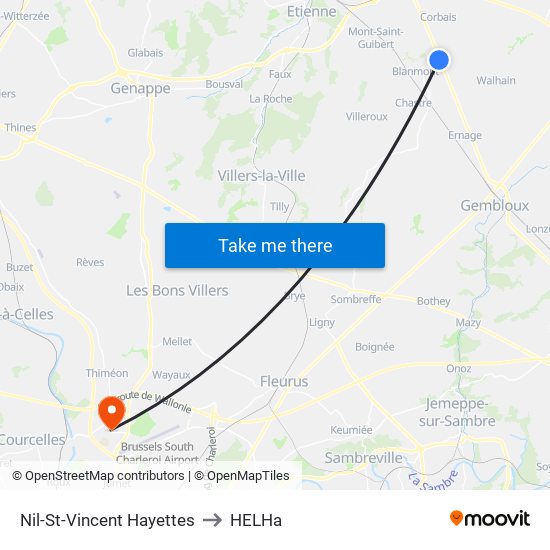 Nil-St-Vincent Hayettes to HELHa map