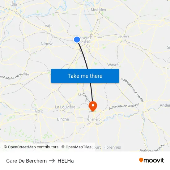 Berchem Station to HELHa map