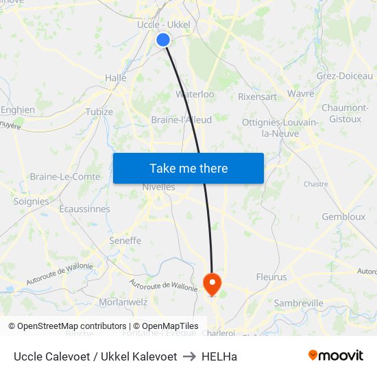 Uccle Calevoet / Ukkel Kalevoet to HELHa map