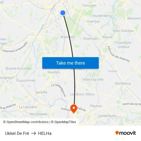Uccle De Fré to HELHa map