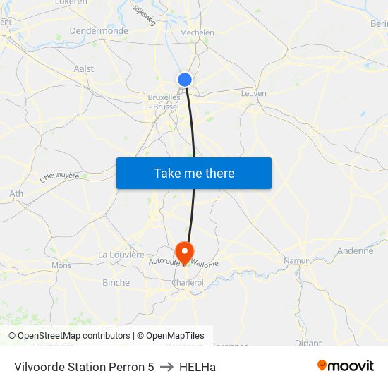 Vilvoorde Station Perron 5 to HELHa map