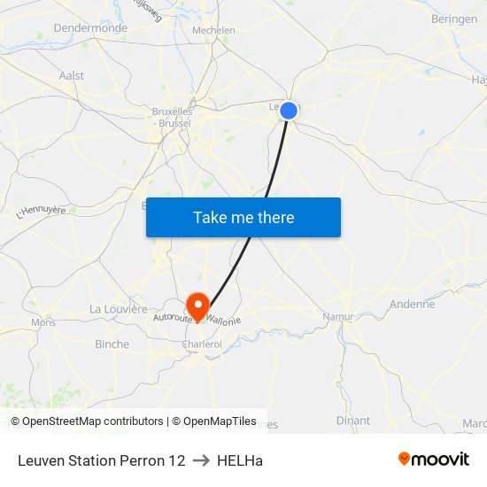 Leuven Station Perron 12 to HELHa map