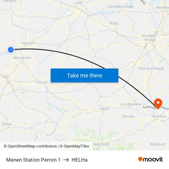 Menen Station Perron 1 to HELHa map