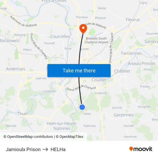 Jamioulx Prison to HELHa map