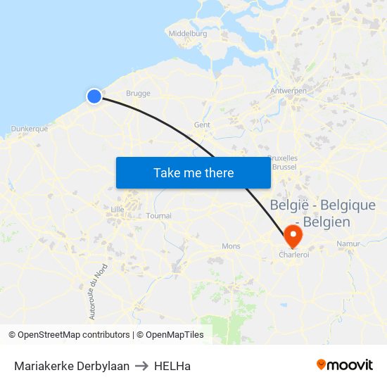 Mariakerke Derbylaan to HELHa map