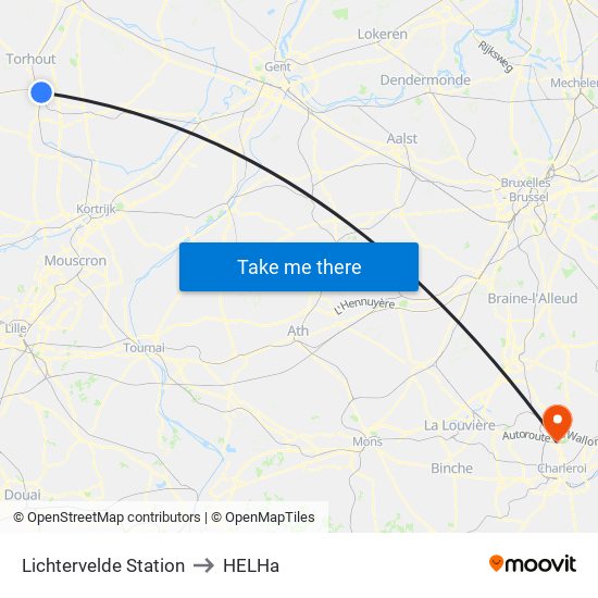 Lichtervelde Station to HELHa map