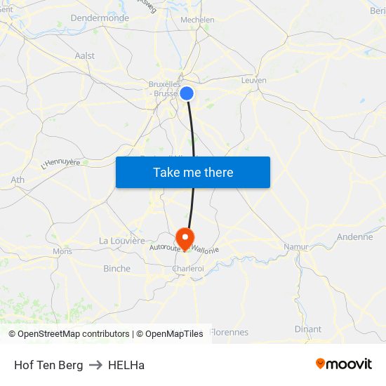 Hof Ten Berg to HELHa map