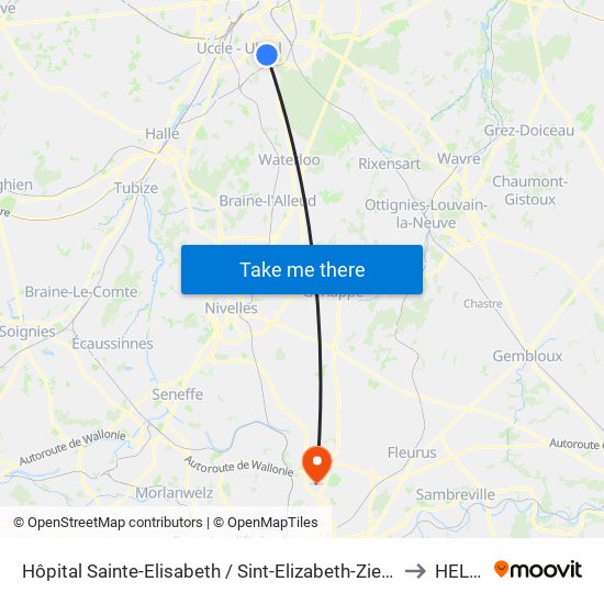 Hôpital Sainte-Elisabeth / Sint-Elizabeth-Ziekenhuis to HELHa map