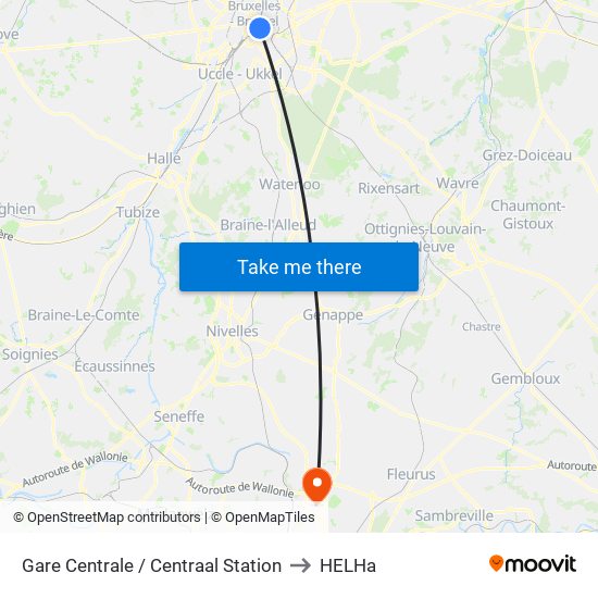 Gare Centrale / Centraal Station to HELHa map