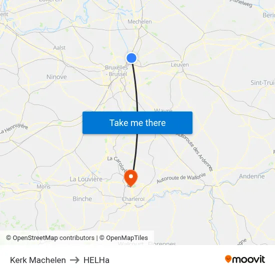 Kerk Machelen to HELHa map