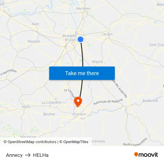 Annecy to HELHa map