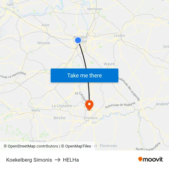 Koekelberg Simonis to HELHa map