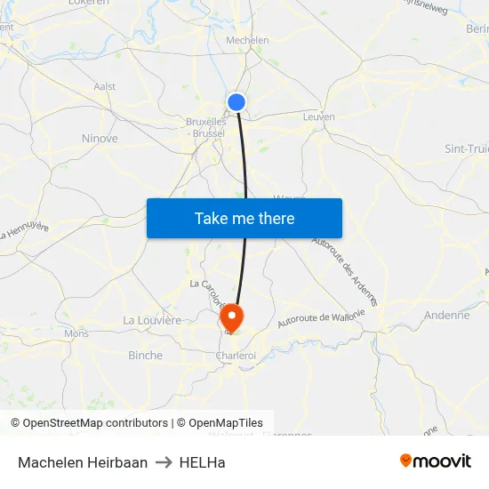 Machelen Heirbaan to HELHa map