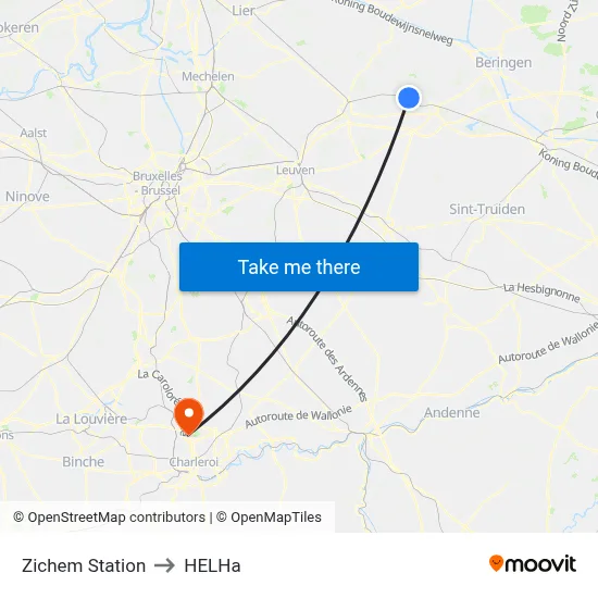 Zichem Station to HELHa map