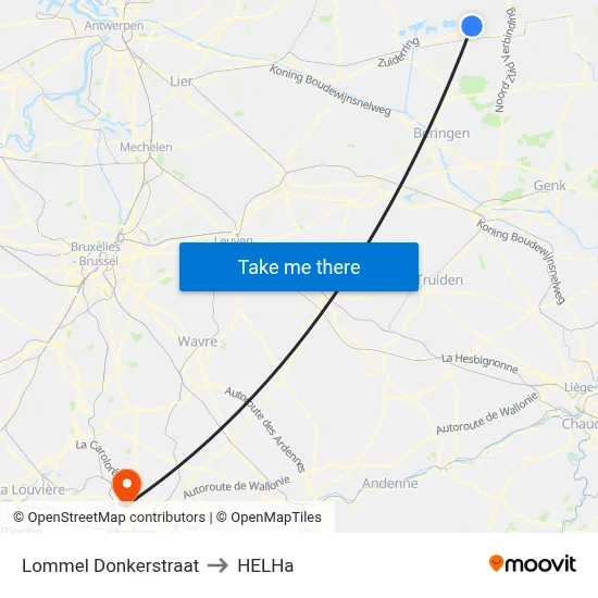 Lommel Donkerstraat to HELHa map
