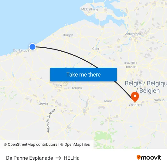 De Panne Esplanade to HELHa map