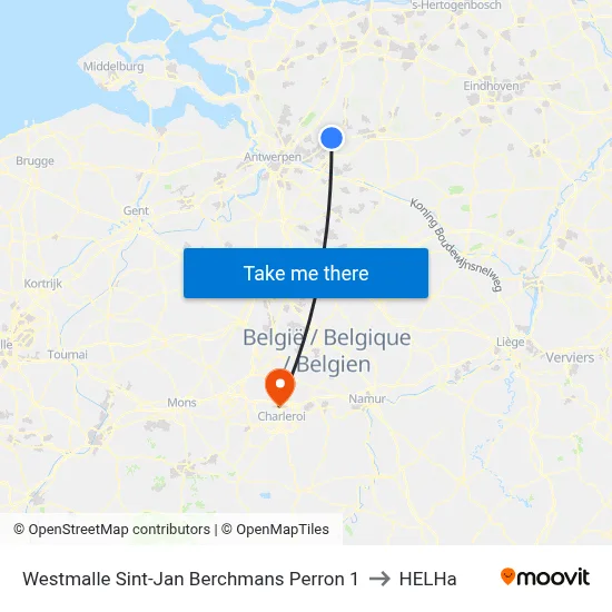 Westmalle St. John Berchmans Platform 1 to HELHa map