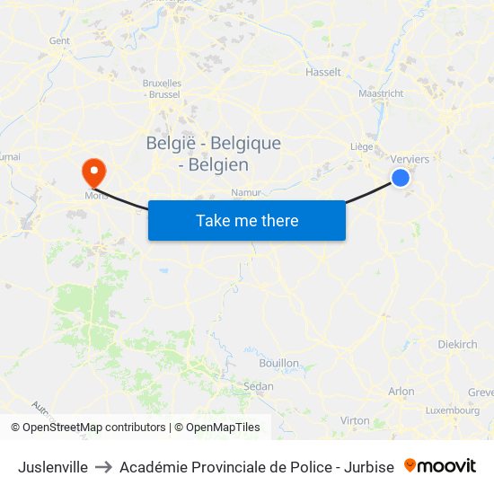 Juslenville to Académie Provinciale de Police - Jurbise map