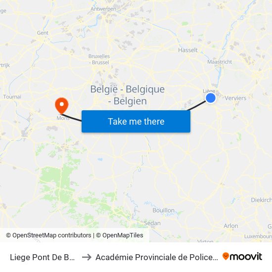 Liege Pont De Belle-Île to Académie Provinciale de Police - Jurbise map