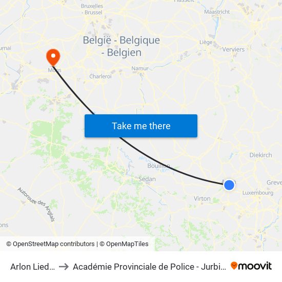 Arlon Liedel to Académie Provinciale de Police - Jurbise map