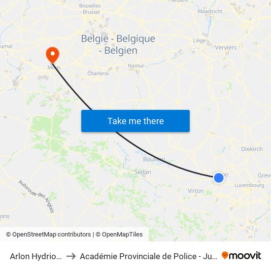 Arlon Hydrion 1 to Académie Provinciale de Police - Jurbise map