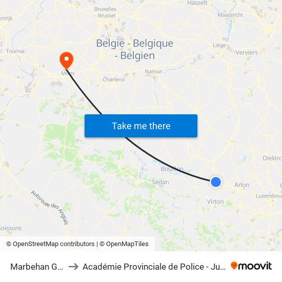 Marbehan Gare to Académie Provinciale de Police - Jurbise map