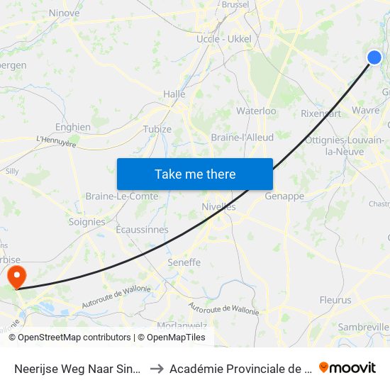 Neerijse Weg Naar Sint-Agatha-Rode to Académie Provinciale de Police - Jurbise map