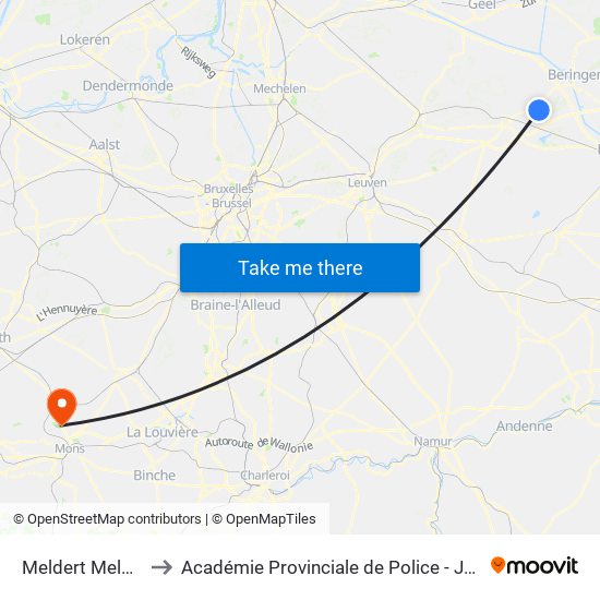 Meldert Melkerij to Académie Provinciale de Police - Jurbise map