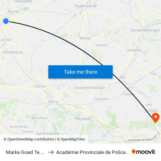 Marke Goed Te Marke to Académie Provinciale de Police - Jurbise map