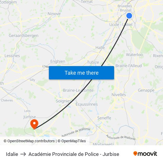 Idalie to Académie Provinciale de Police - Jurbise map