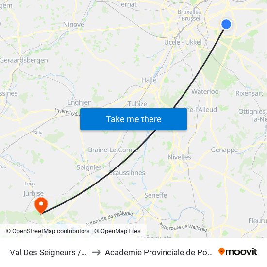 Val Des Seigneurs / Herendal to Académie Provinciale de Police - Jurbise map