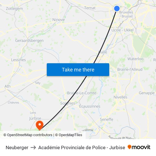 Neuberger to Académie Provinciale de Police - Jurbise map