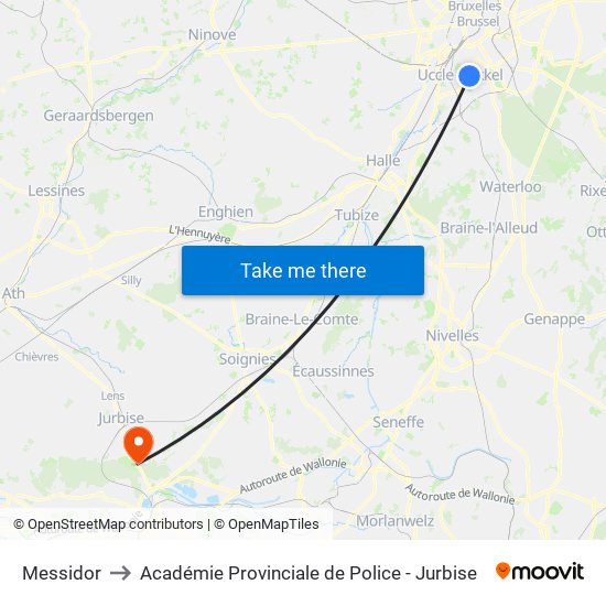 Messidor to Académie Provinciale de Police - Jurbise map